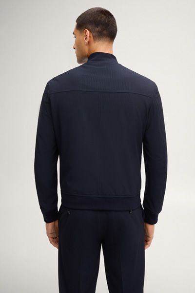 Marineblaue Collegejacke Indro Reißverschluss Gerippter Saum Viskosemischung