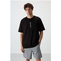 Bedrucktes Baumwoll-T-Shirt mit Rundhals