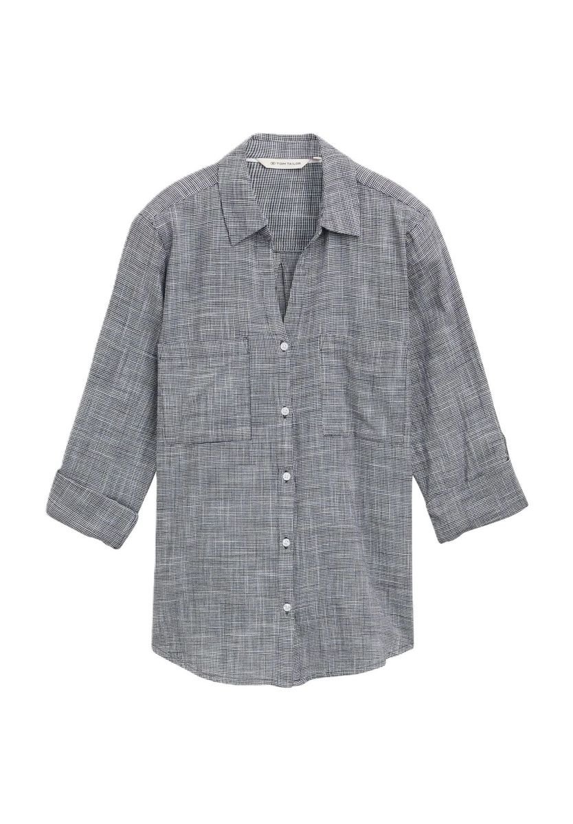 Klassisches kariertes Baumwoll-Hemdblusen-Shirt