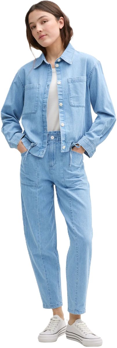 Lässige Jeansjacke mit Kordelzug am Saum
