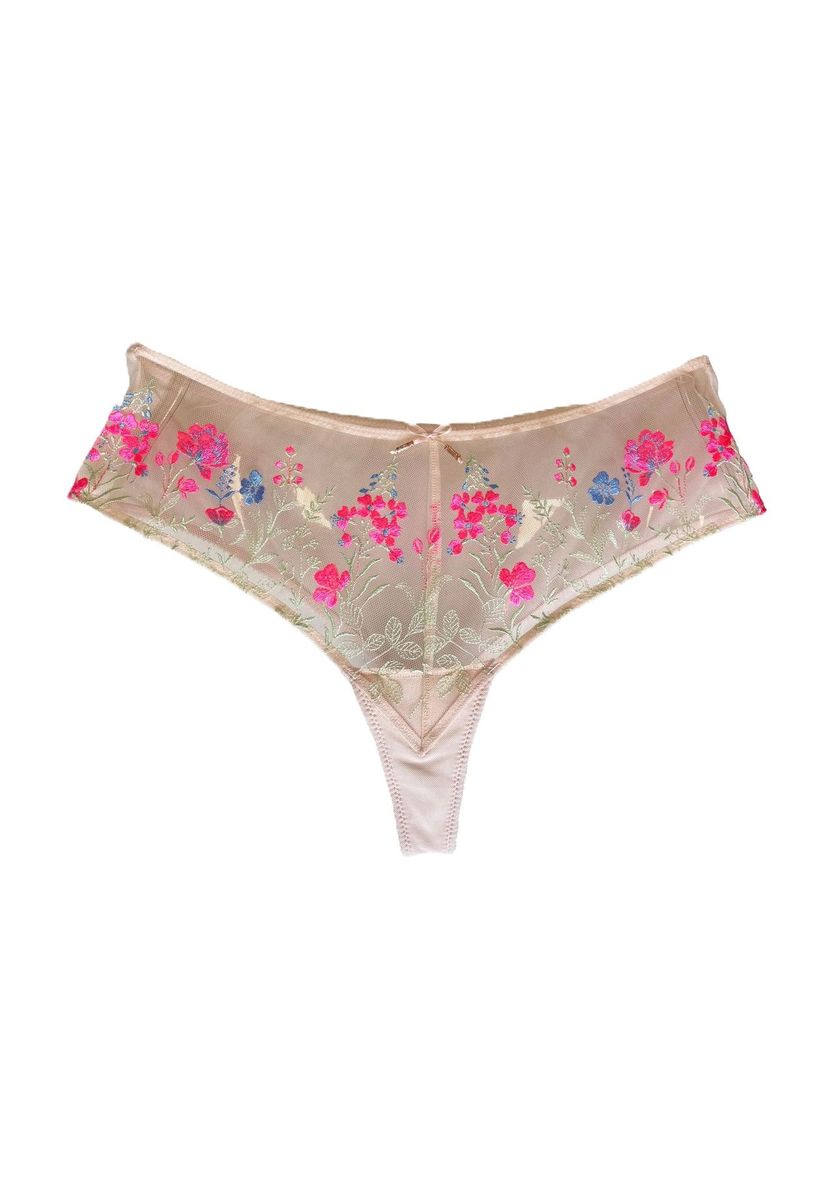 Blumig bestickter Spitzen-Tanga