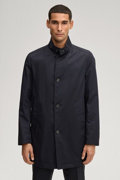 Klassischer marineblauer einreihiger Mac-Mantel