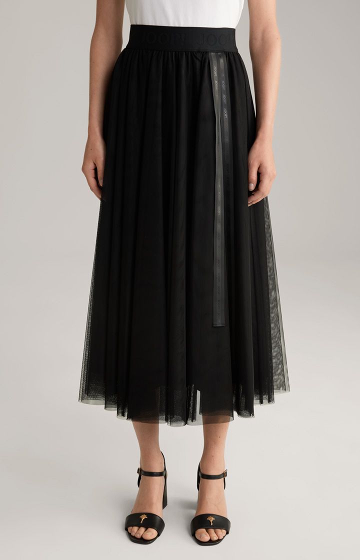 JOOP! Schwarzer Tüllrock mit Logo-Bund und Banddetail