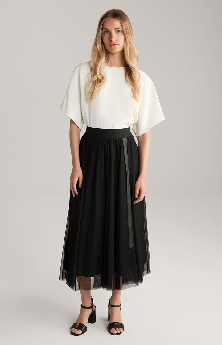 JOOP! Schwarzer Tüllrock mit Logo-Bund und Banddetail