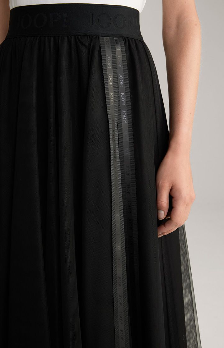 JOOP! Schwarzer Tüllrock mit Logo-Bund und Banddetail