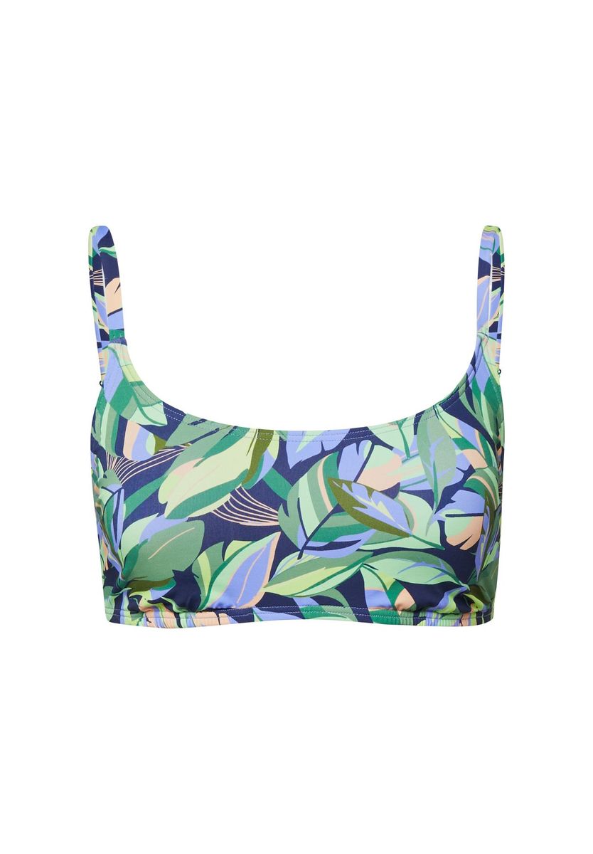 Bikini-Oberteil mit tropischem Blätterdruck und U-Ausschnitt