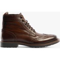Leder-Brogue-Stiefeletten mit Flügelkappe