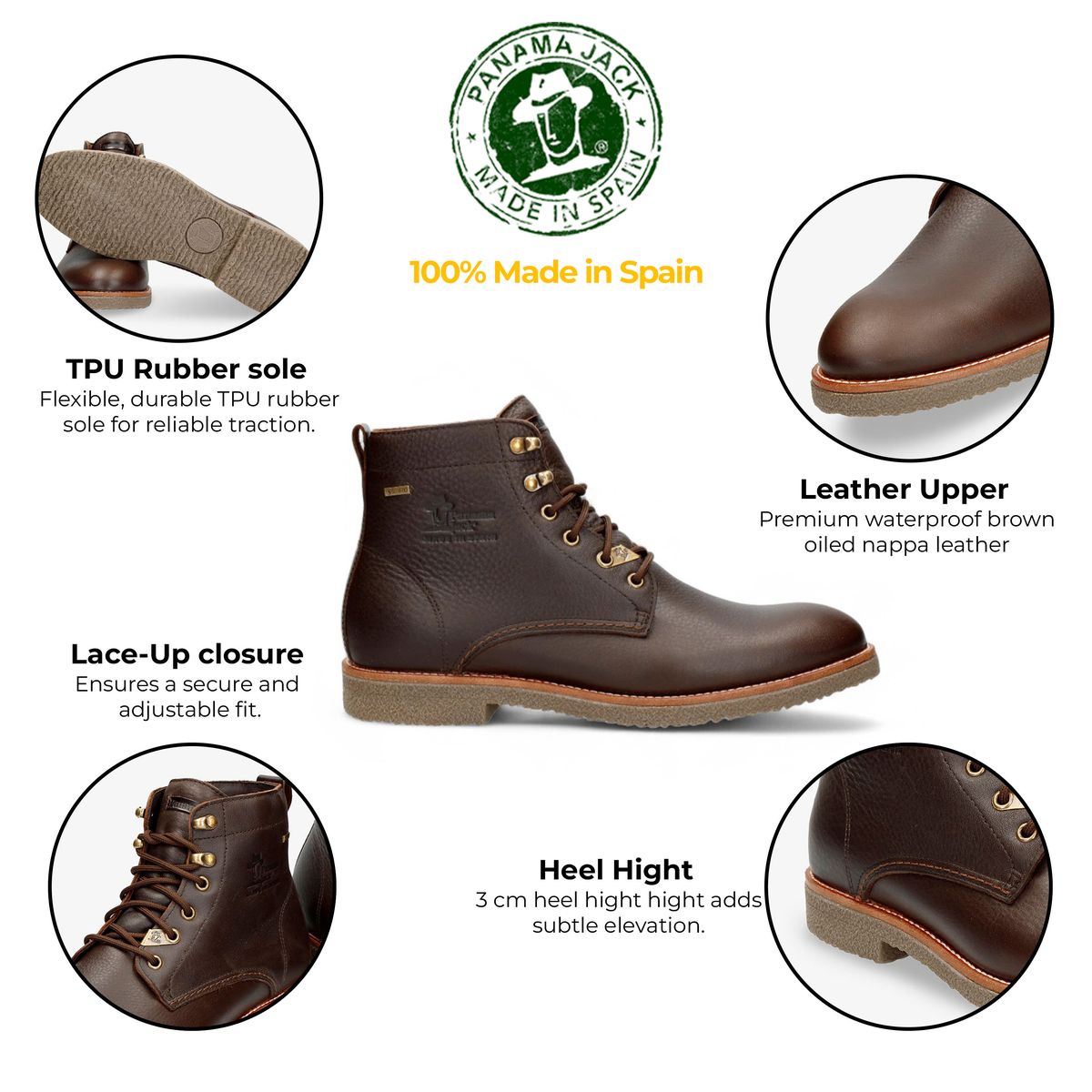 Klassische wasserfeste Schnürstiefel aus Leder