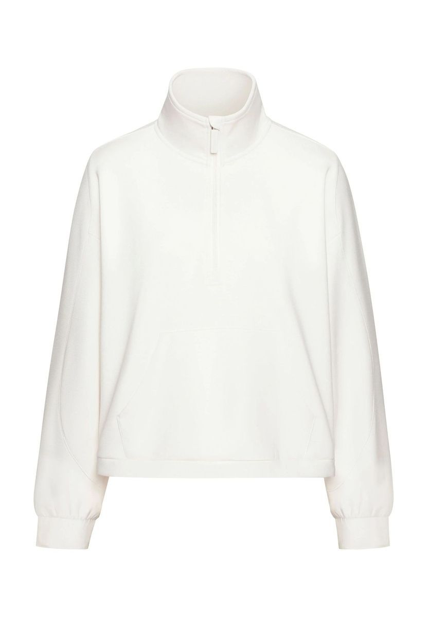 Relaxter Fleece-Troyer mit halbem Reißverschluss