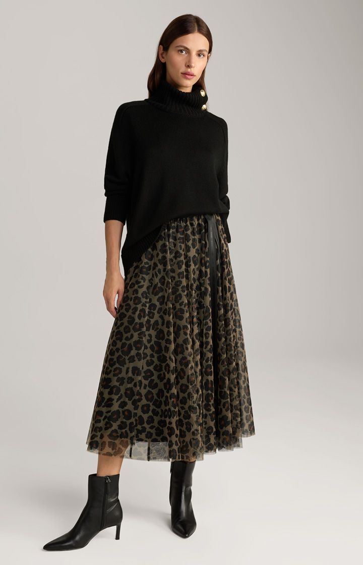 JOOP! Tüll-Midirock mit Leopardenmuster und Logo-Bund