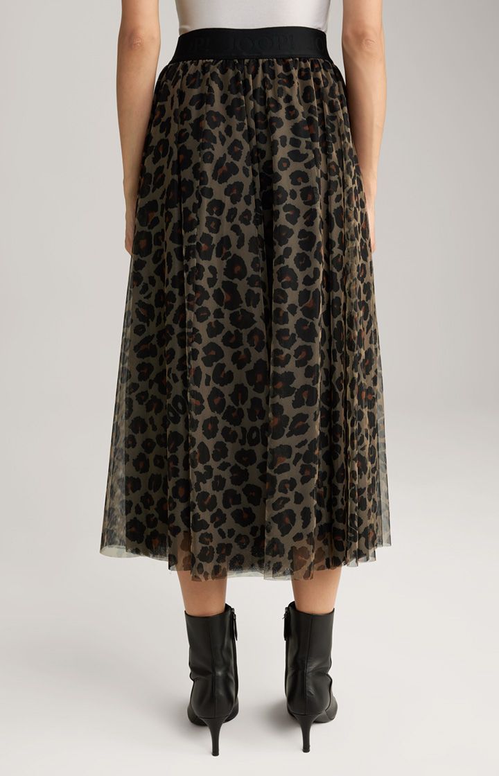 JOOP! Tüll-Midirock mit Leopardenmuster und Logo-Bund