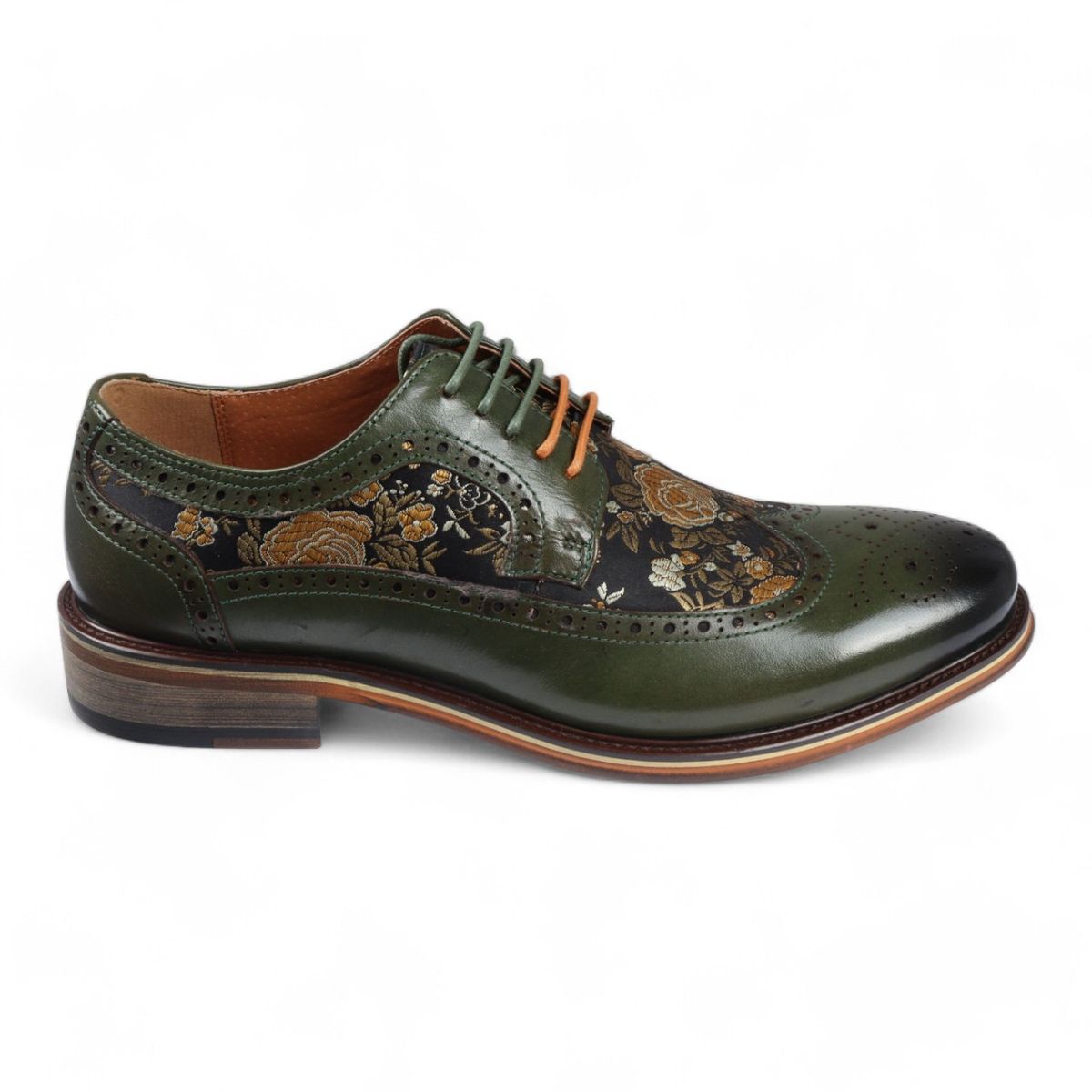 Leder-Brogues mit floralem Muster
