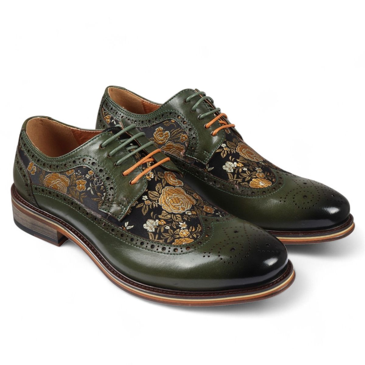 Leder-Brogues mit floralem Muster