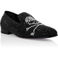 Strassbesetzte Slipper mit Totenkopf-Motiv