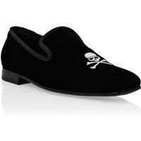 Samt-Loafer mit Totenkopf-Stickerei