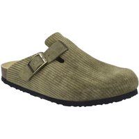Gerippte Wildleder-Clogs mit Schnalle