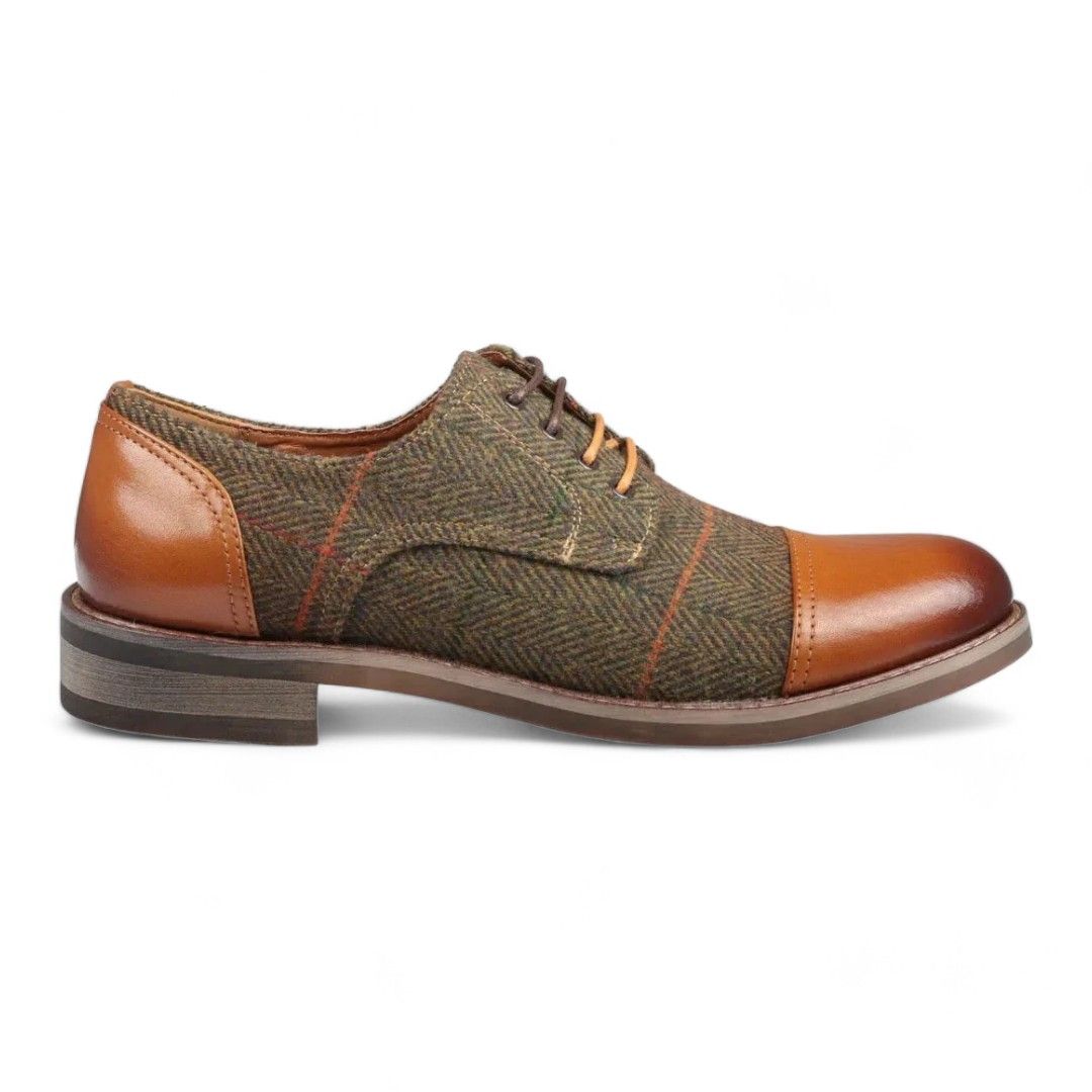 Oxford-Schuhe aus Tweed und Leder