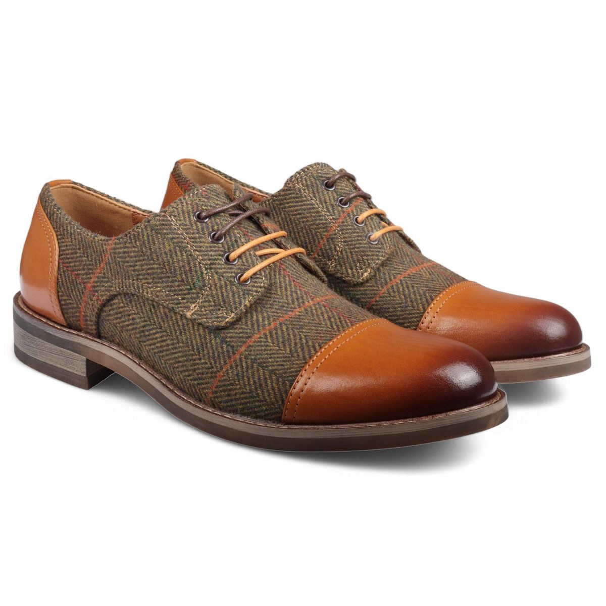 Oxford-Schuhe aus Tweed und Leder