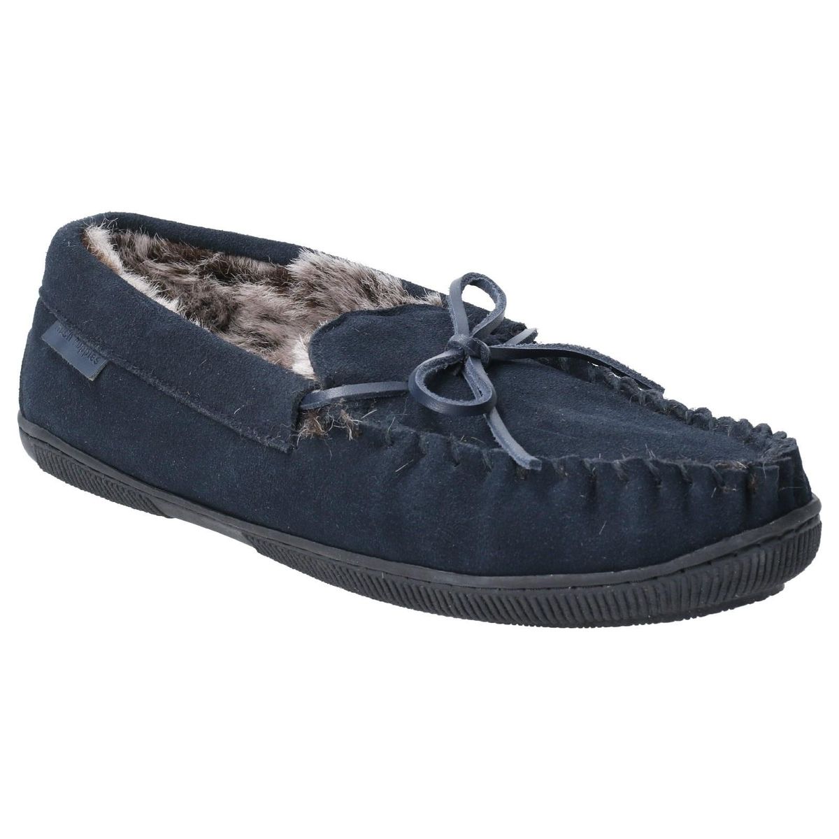 Moccasin-Hausschuhe aus Wildleder mit Kunstfell