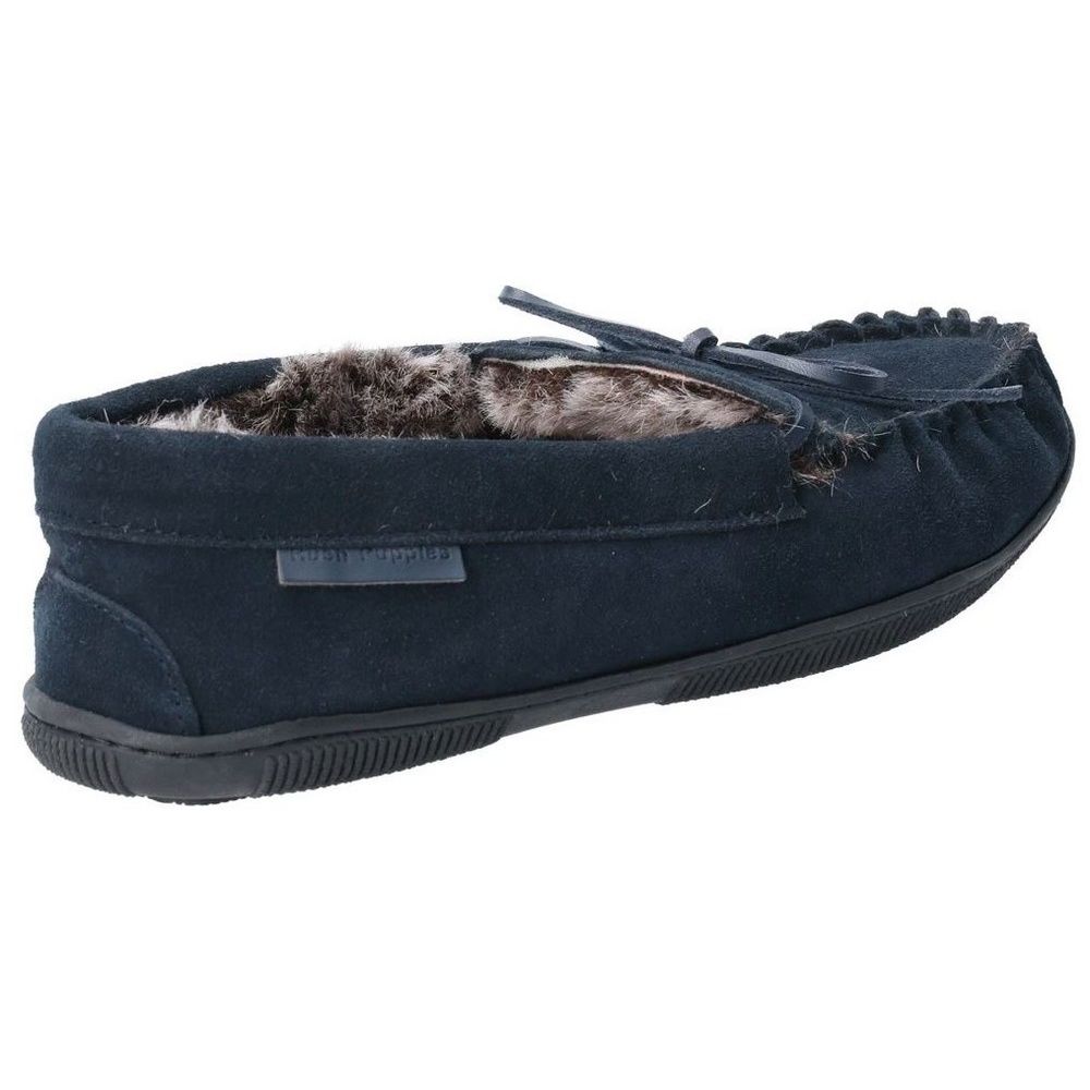 Moccasin-Hausschuhe aus Wildleder mit Kunstfell