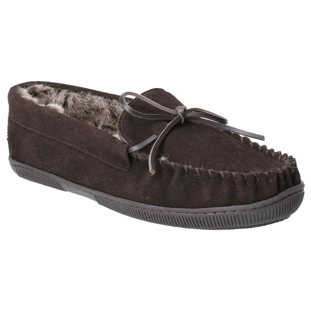 Mokassin Wildleder Hausschuhe mit Fell