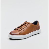 Leder-Sneaker mit Cupsohle und Schnürung