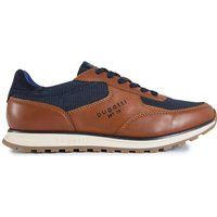Flache Sneaker aus Leder und Mesh