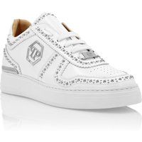 Leder-Sneaker mit Nieten-Applikation