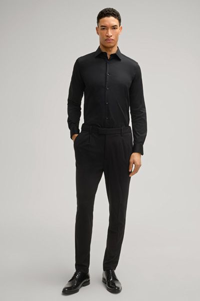 Carl Gross Slim Fit Stretch Baumwoll Business Hemd in Schwarz