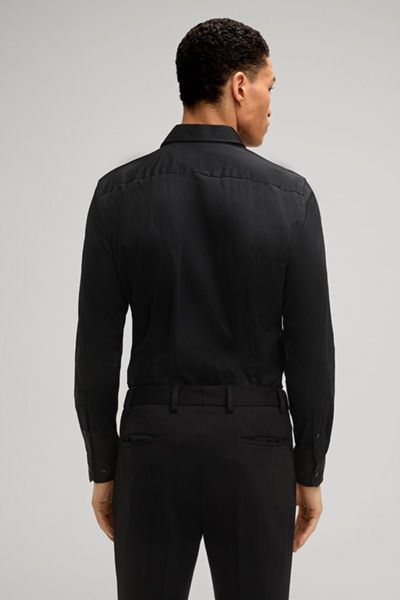 Carl Gross Slim Fit Stretch Baumwoll Business Hemd in Schwarz