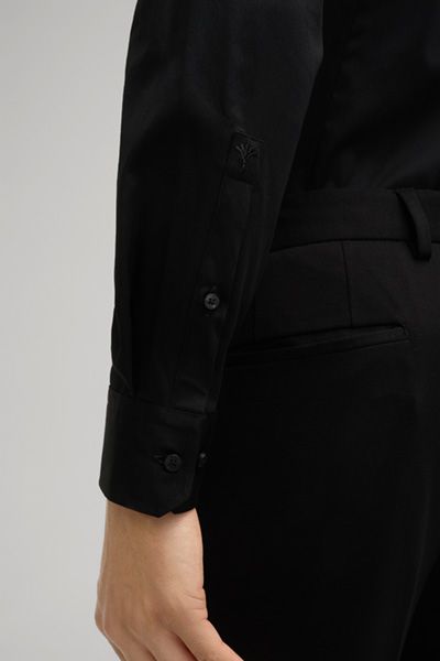 Carl Gross Slim Fit Stretch Baumwoll Business Hemd in Schwarz