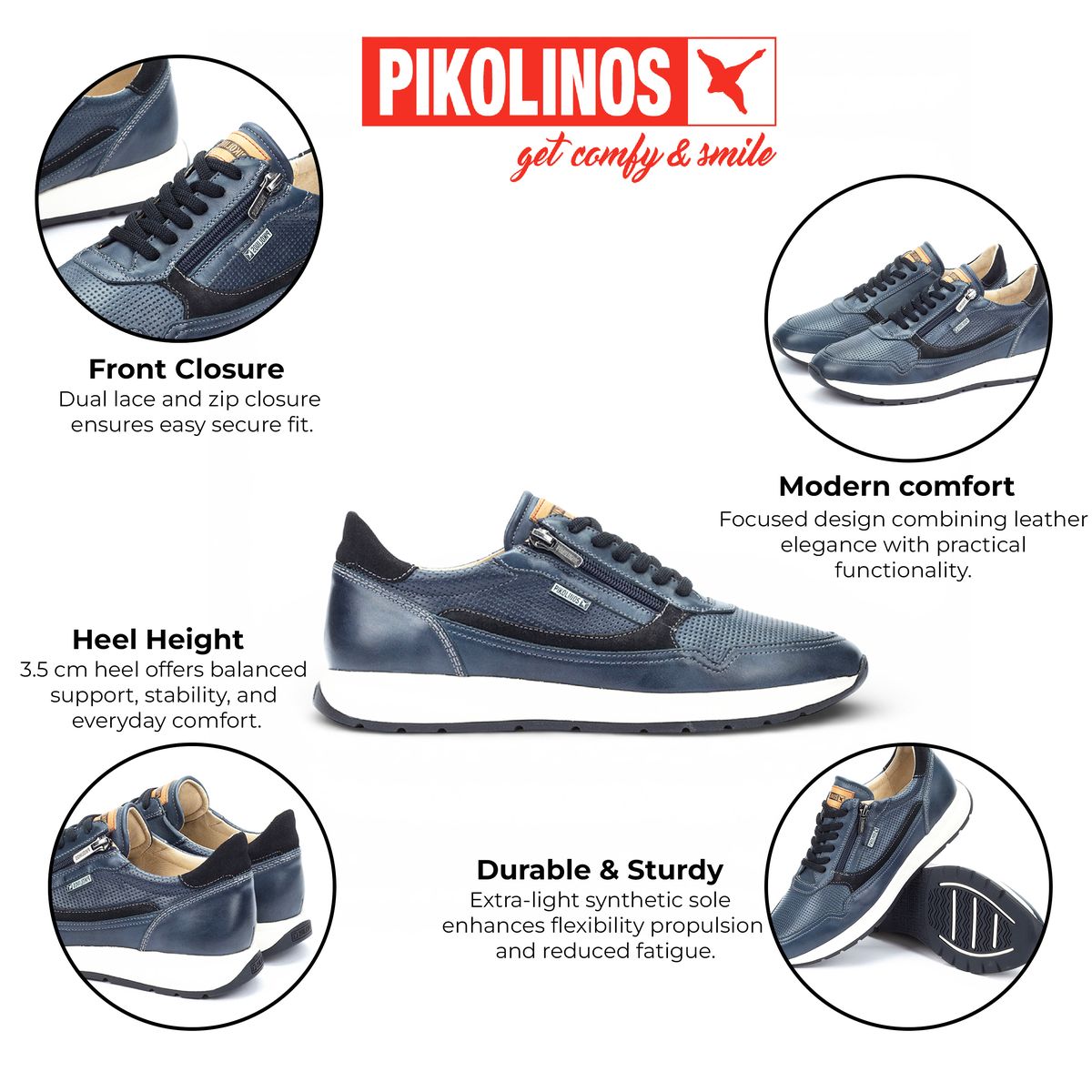 Leder-Sneaker mit zweifachem Verschluss