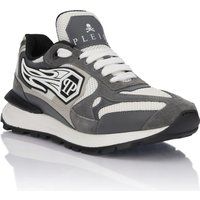 Sneaker mit Flammengrafik und Materialmix