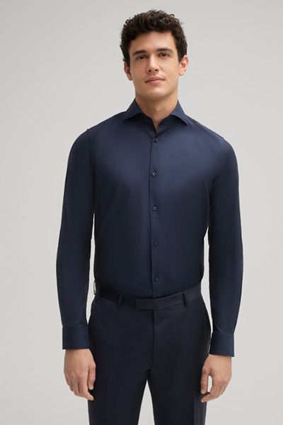 Modernes Pares Hemd aus Stretch-Baumwollmischung in Dunkelblau