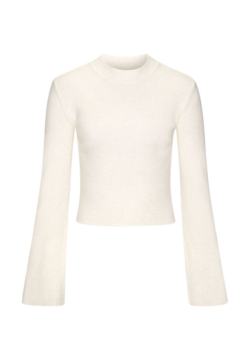 Kurzes Strickoberteil mit ausgestellten Ärmeln