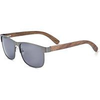 Rechteckige Sonnenbrille mit Holzbügeln