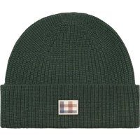 Gerippte Beanie aus Wollmischung mit Aufnäher
