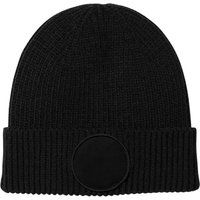 Gerippte Strickbeanie mit Rundem Aufnäher