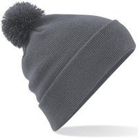 Gerippte Umschlagbeanie mit Bommel