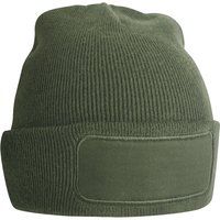 Strickmütze mit Umschlag und Patch