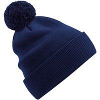 Gerippte Strickmütze mit Bommel