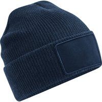 Rippstrick-Beanie mit abnehmbarem Patch