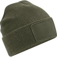 Gerippte Beanie mit abnehmbarem Patch