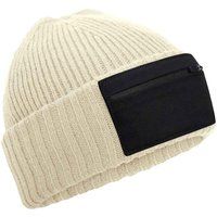 Gerippte Beanie mit Reißverschlusstasche