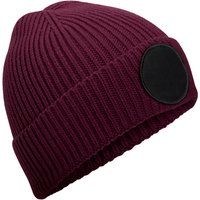 Rippstrick-Beanie mit Aufnäher
