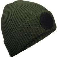 Rippstrick-Beanie mit rundem Aufnäher