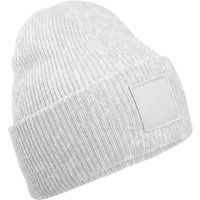 Rippstrick-Beanie mit Aufnäher