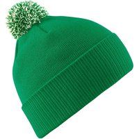 Doppellagige Strickmütze mit Bommel