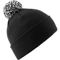 Strickmütze mit Umschlag und Bommel