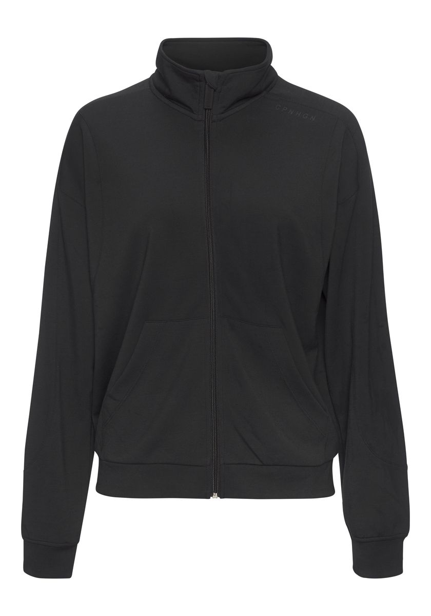 Klassische schwarze Trainingsjacke mit Reißverschluss